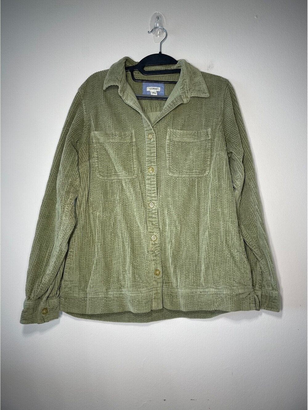 90s L.L. Bean Olive Wide Wale Corduroy Shacket Boho Cabin S